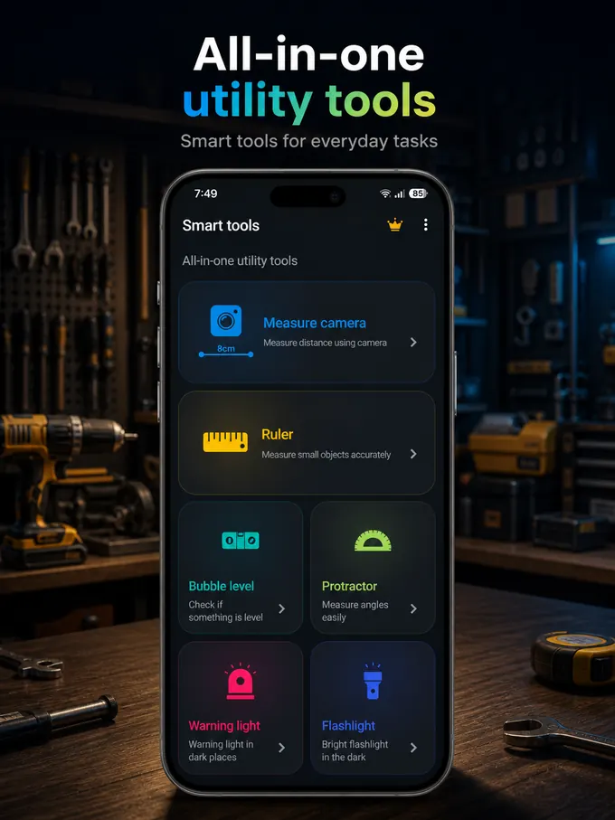 Smart Tools ruler and measurement interface screenshot